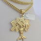 10K Franco Chain Money Tree Pendant Charm Necklace 20"-28" 4mm Yellow Gold SET