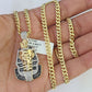 10k Miami Cuban Chain Pharaoh Charm Set 4.5mm 20"-28" Necklace Pendant Gold