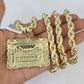 Real 10k Rope Chain Last Supper Charm Set 8mm 20"-30" Inch Necklace Gold