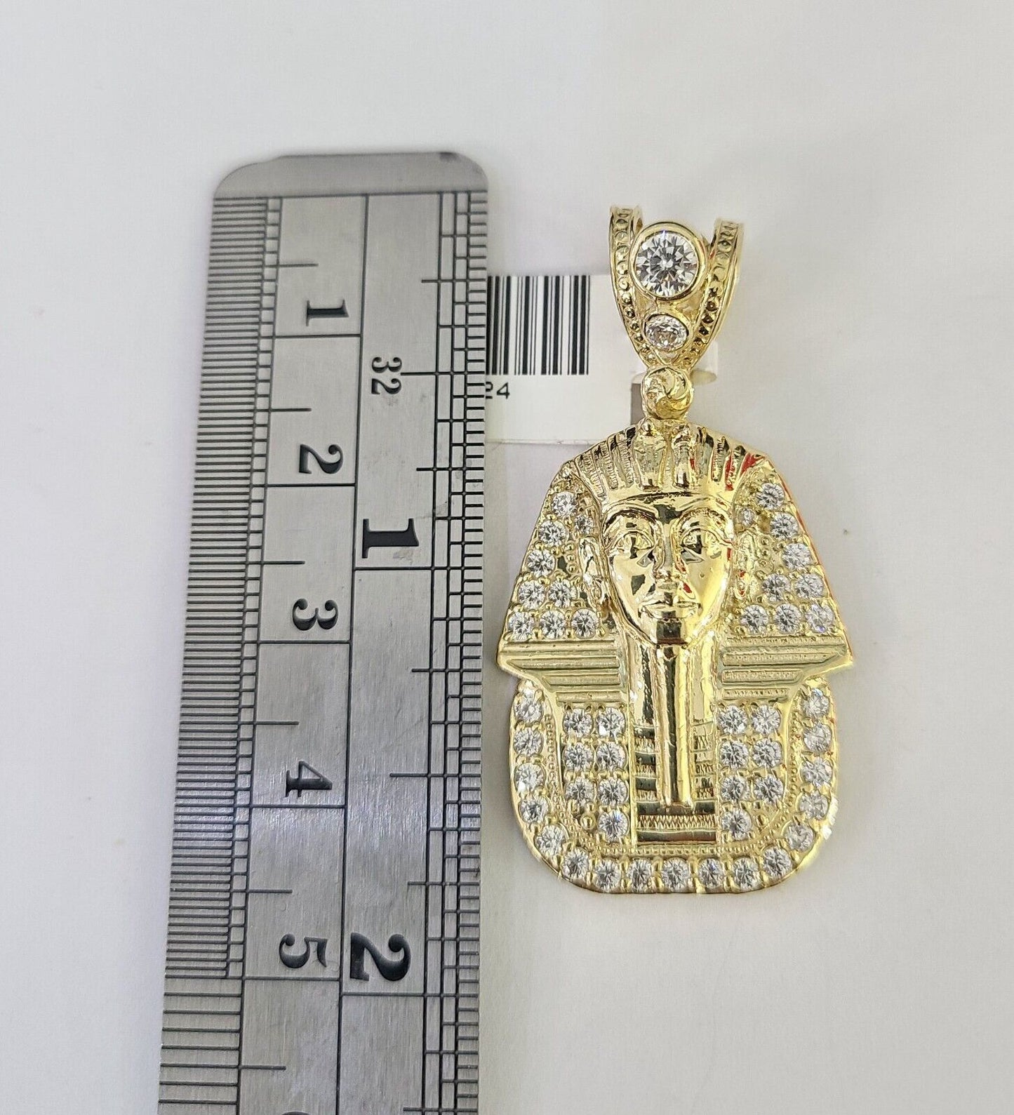 10K Franco Chain Pharaoh Pendant Charm Necklace 20"-26" 3mm Gold Yellow SET