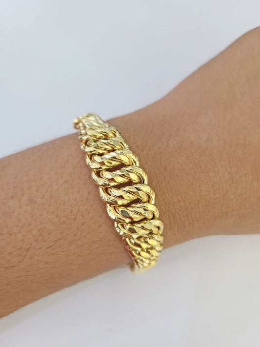 10K Gold Flat Byzantine Link Princesa Bracelet 7mm 7.5" inch Real Yellow