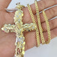 10K Franco Chain Jesus Crucifix Cross Pendant Charm Necklace 20"-28" 4mm Gold