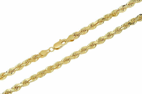Solid 10k Yellow Gold Rope Chain 1mm-10mm Diamond Cut 16"-30"