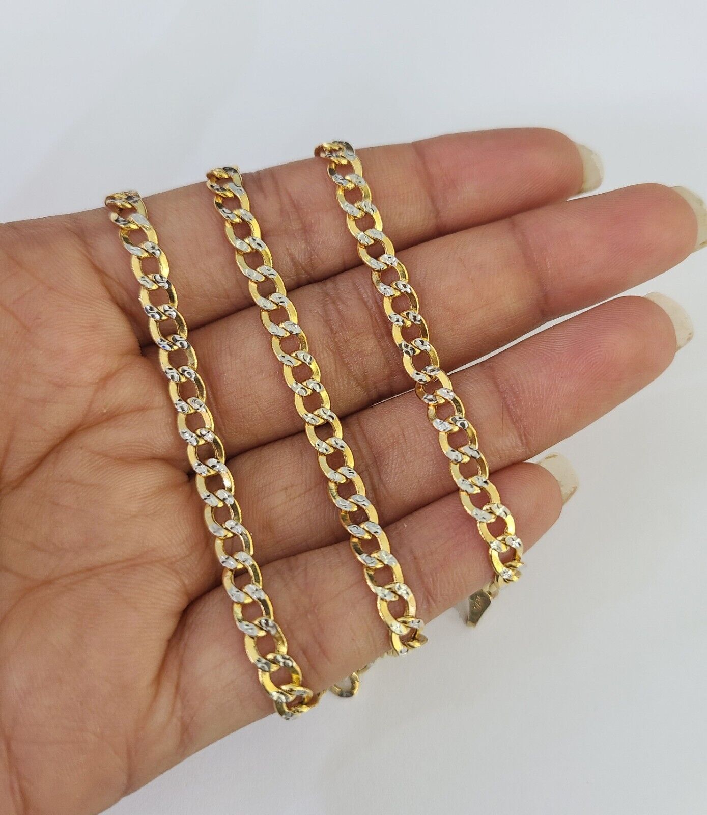 REAL 14k Cuban Curb Link Necklace Chain 4mm 16 inches Diamond Cuts 14kt