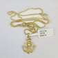 10K Solid Franco Chain Jesus Anchor Pendant Charm Necklace 18"-24" 1mm Gold