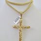 10K Franco Chain Jesus INRI Cross Pendant Charm Necklace 20"-28" 4mm Gold Yellow