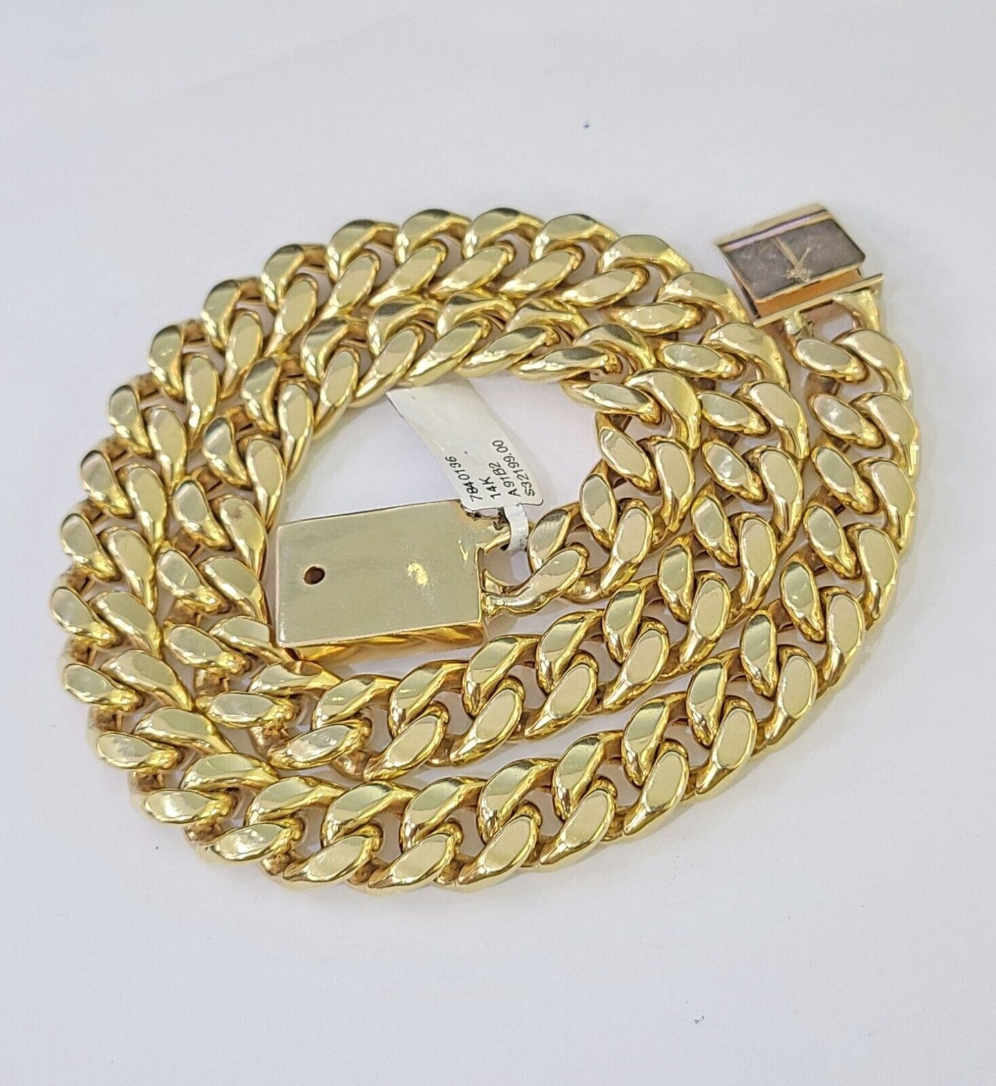 14k Real Miami Cuban Link Chain Chino Lock 20 inches 13mm Genuine Yellow Genuine