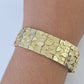 14K REAL Nugget Bracelet Yellow Gold 8.5"Inch 17mm Men Hand Gold 14kt