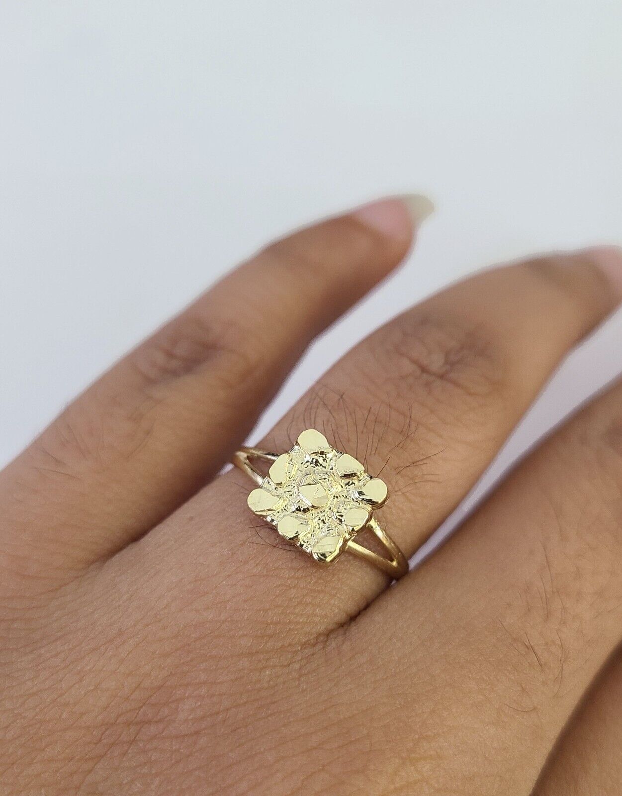 Real 10k Nugget Ring Band Wedding Engagement Women Yellow Gold