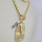 10k Solid Rope Chain Pharaoh Charm Set 4mm 18"-28" Necklace Yellow Gold Pendant