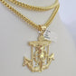 10K Franco Chain Jesus Anchor Pendant Charm Necklace 20"-28" 4mm Yellow Gold SET