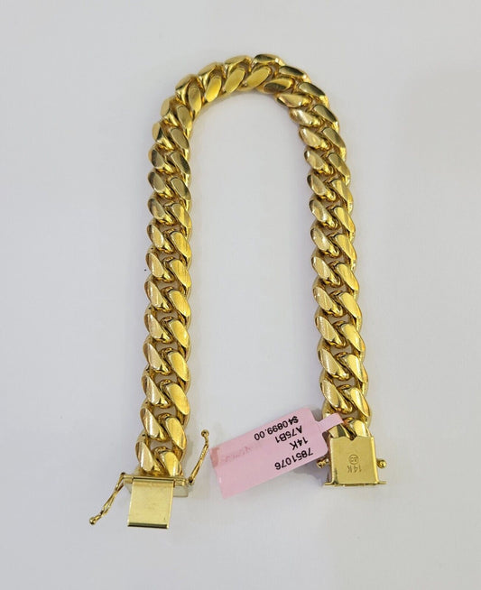 Real 14k Solid Miami Cuban Link Bracelet Gold 10mm 8.5" Box Lock 14kt Yellow