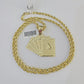 10k Solid Rope Chain Royal Flush Cards Charm Set 4mm 20"-28" Necklace Gold