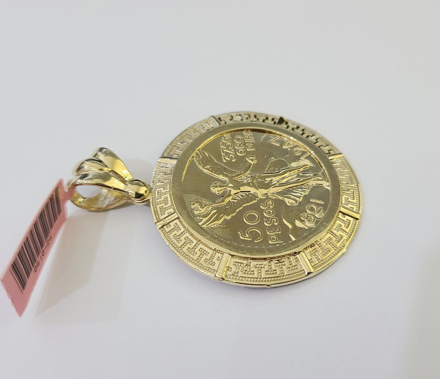 REAL 14k Yellow Gold Centenario Style Coin in Bezel 50 Pesos 1947 Pendant