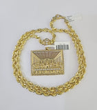 Real 10k Solid Rope Chain Last Supper Charm Set 6mm 20"-30" Inch Necklace Gold