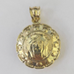 Real 10K Jesus Virgin Mary Pendent Charm Two Sided yellow Gold 1" Guadalupe