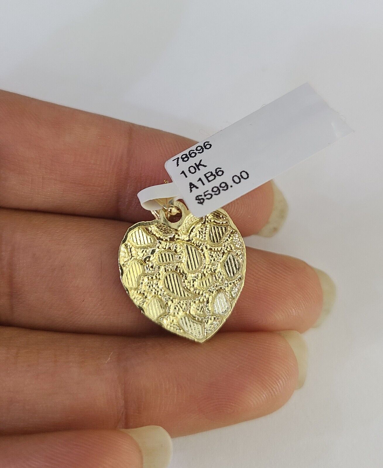 10k 2.5mm Rope Chain Nugget Heart Pendant 18"-30" Yellow Gold Set Charm Necklace