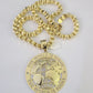 10k Gold Byzantine Necklace World is Yours Charm Pendant 20"-30" 8mm SET Chain