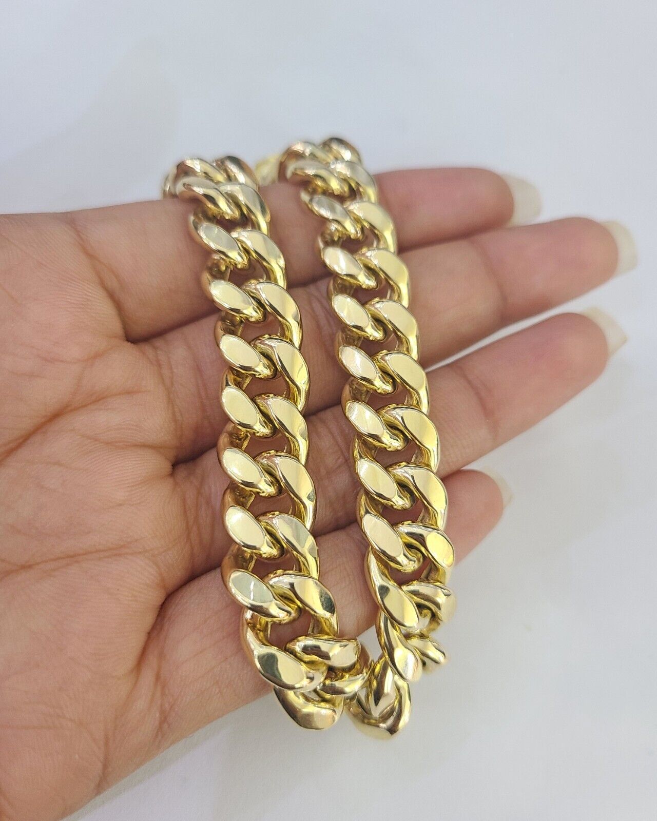 14K Miami Cuban Bracelet Yellow Gold Box Clasp 8" Inch 11mm Link
