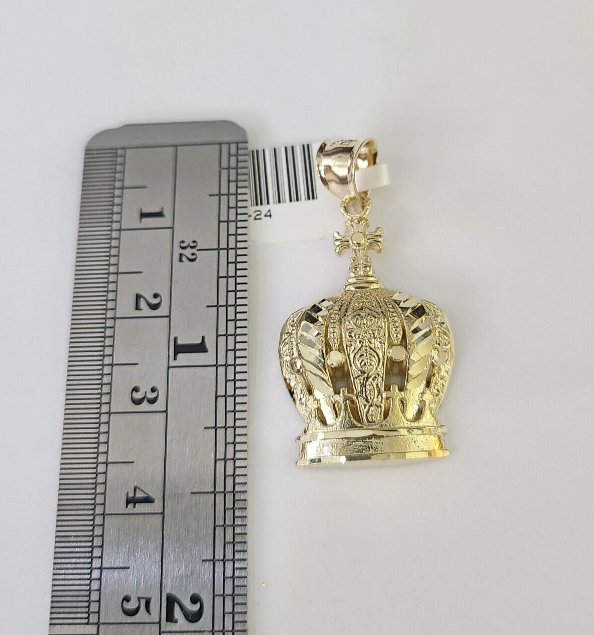10K Imperial Crown Charm Pendant Real Yellow Gold 1.5" Inch 10kt (Resized 5mm)
