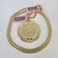 Real 14k Solid Chain Mayan Calendar Charm Set Miami Cuban 3mm Necklace Pendant