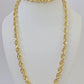 Real 14k Yellow Gold necklace Rope Chain 5mm 22 inch Diamond cut Genuine Solid
