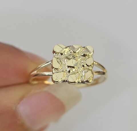 Real 10k Nugget Ring Band Wedding Engagement Women Yellow Gold