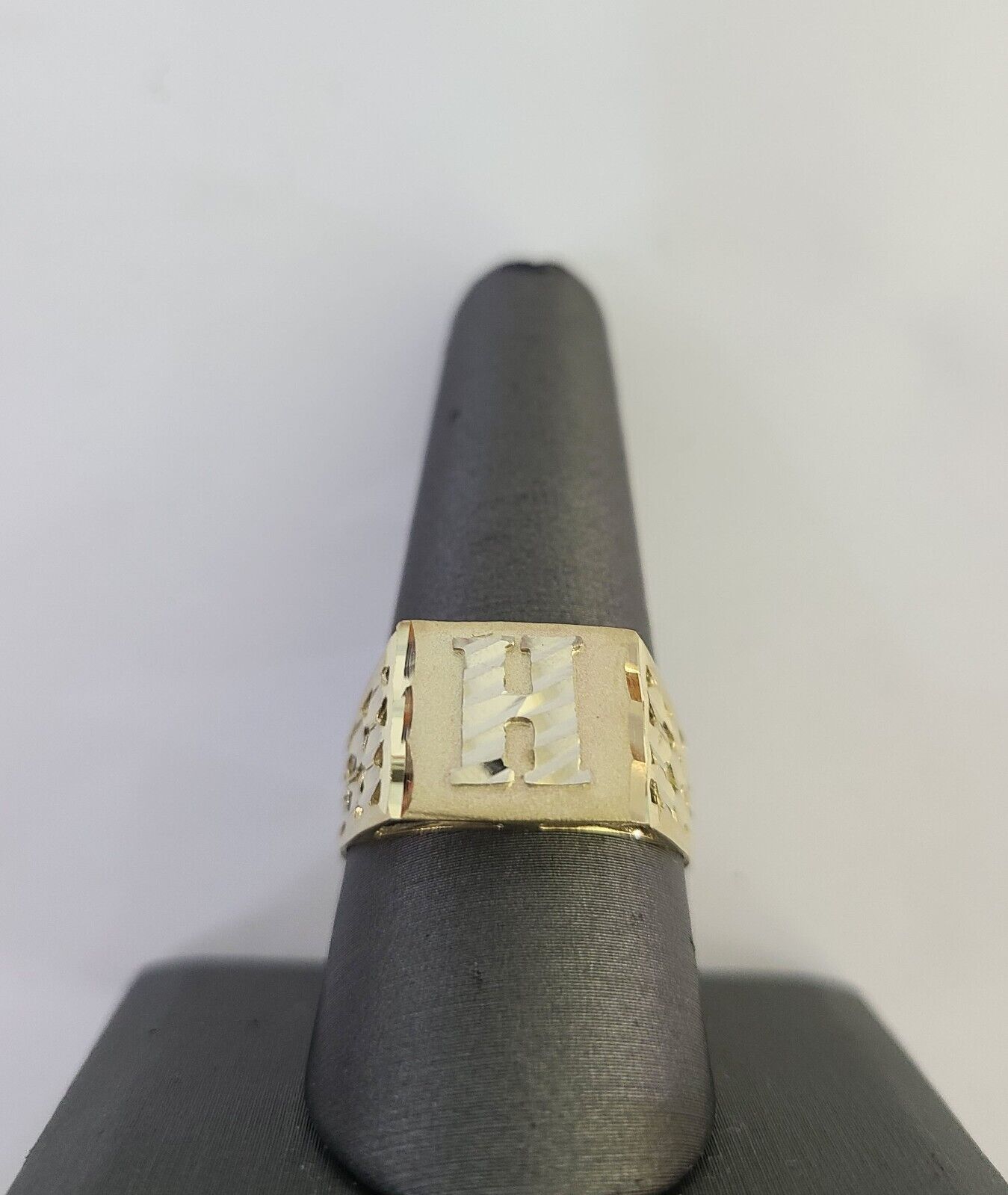 Real 10k Initial H Casual Ring Alphabet Yellow Gold 10kt Genuine