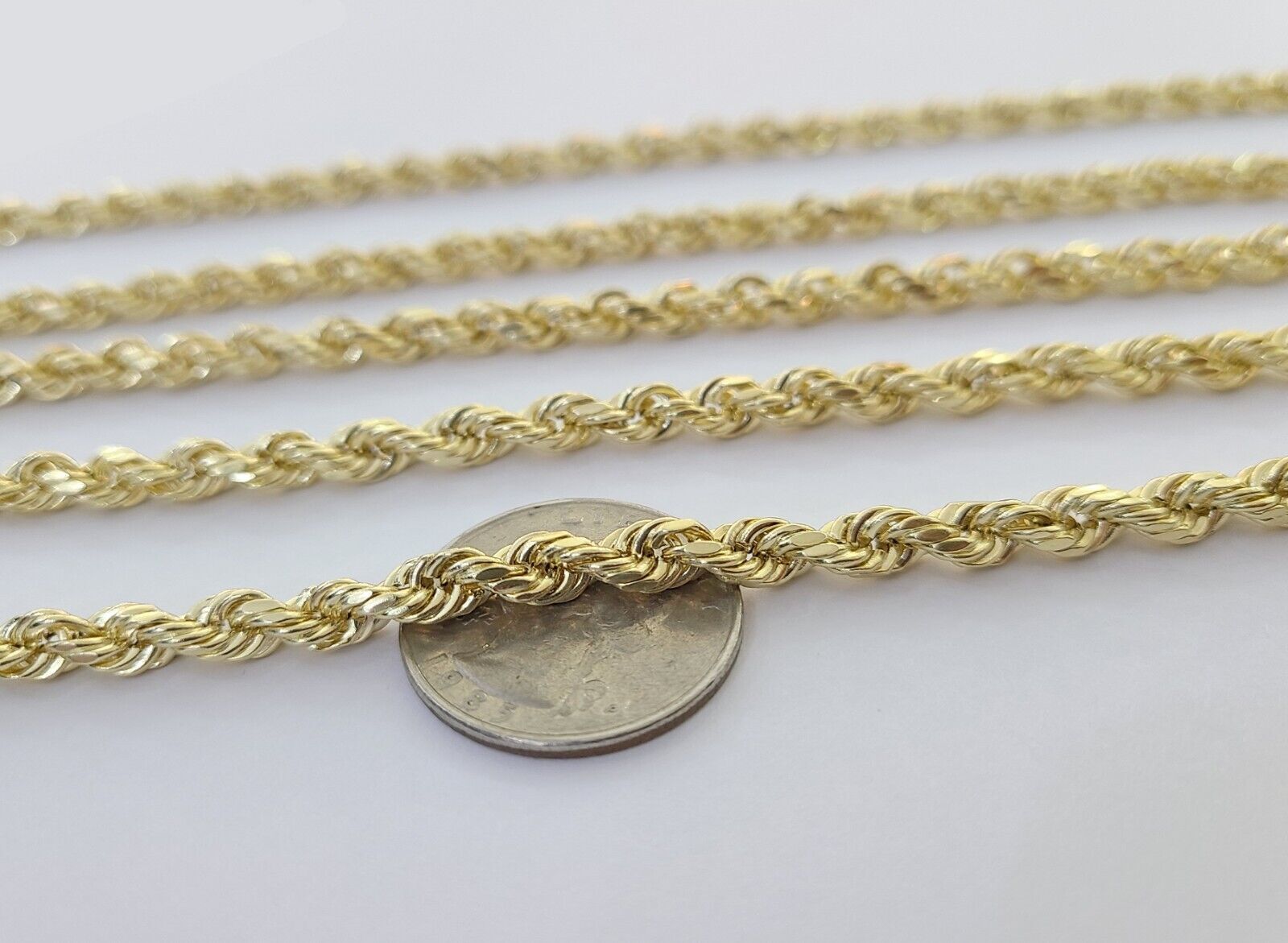 10k Yellow Gold Rope Chain 5mm 18"-26" Inch Real Gold 10kt All Sizes