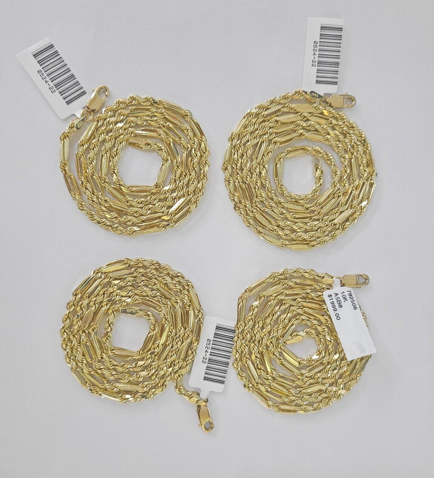 Real 10k Milano Rope Chain Necklace Yellow Gold 3mm 18" 20" 22" 24" Genuine