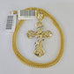 10K Gold Franco Chain Jesus Cross Charm Pendant 20-26 inches 2.5mm REAL Yellow