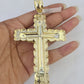 10k Gold Byzantine Necklace Jesus Cross Charm Pendant 20"-30" 8mm REAL SET Chain