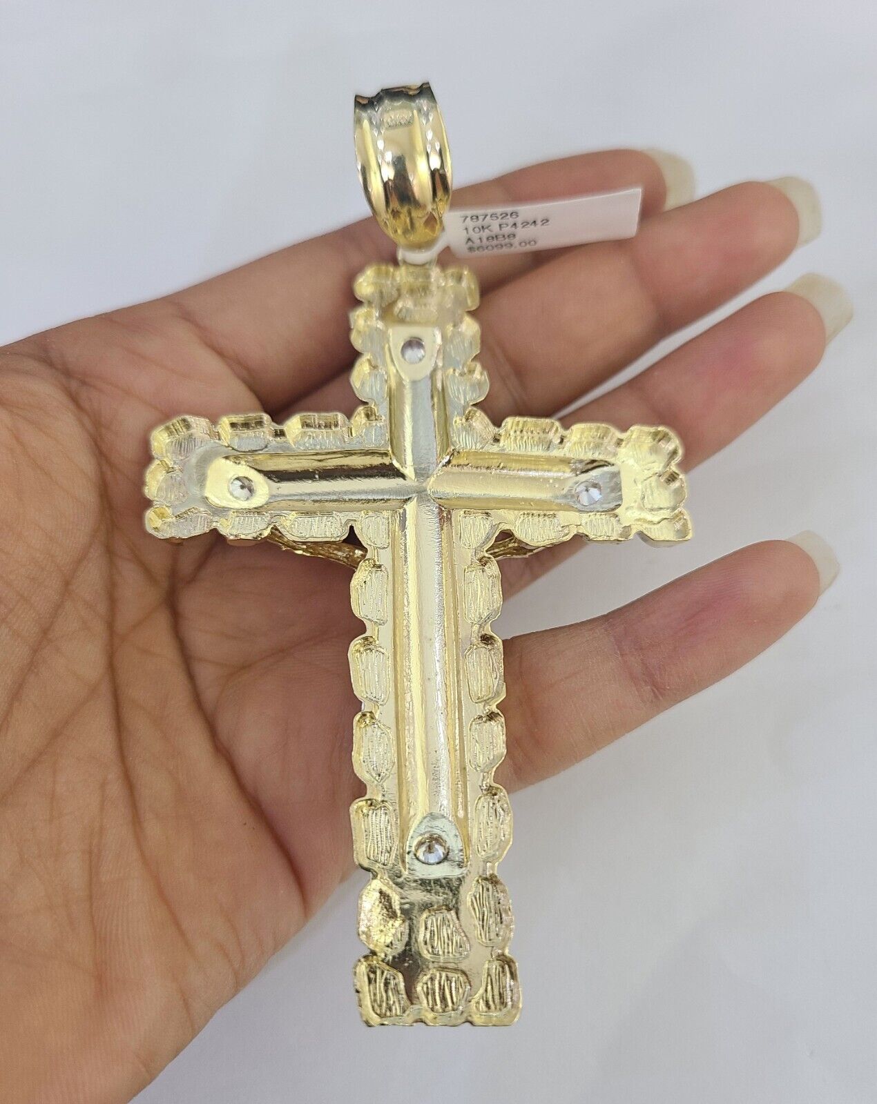 10k Gold Byzantine Necklace Jesus Cross Charm Pendant 20"-30" 8mm REAL SET Chain