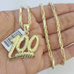 10k Milano Rope Chain 100 Sign Charm Necklace SET 3mm 18" 20" 22" 24"