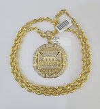 Real 10k Solid Rope Chain Last Supper Charm Set 6mm 20"-30" Inch Necklace Gold