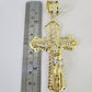 10K Miami Cuban Link Chain Jesus Cross Pendent Charm 8mm 20"-30" Necklace Gold