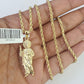 10k 2.5mm Rope Chain Saint Jude Pendant 18"-30" Gold Set Charm Necklace