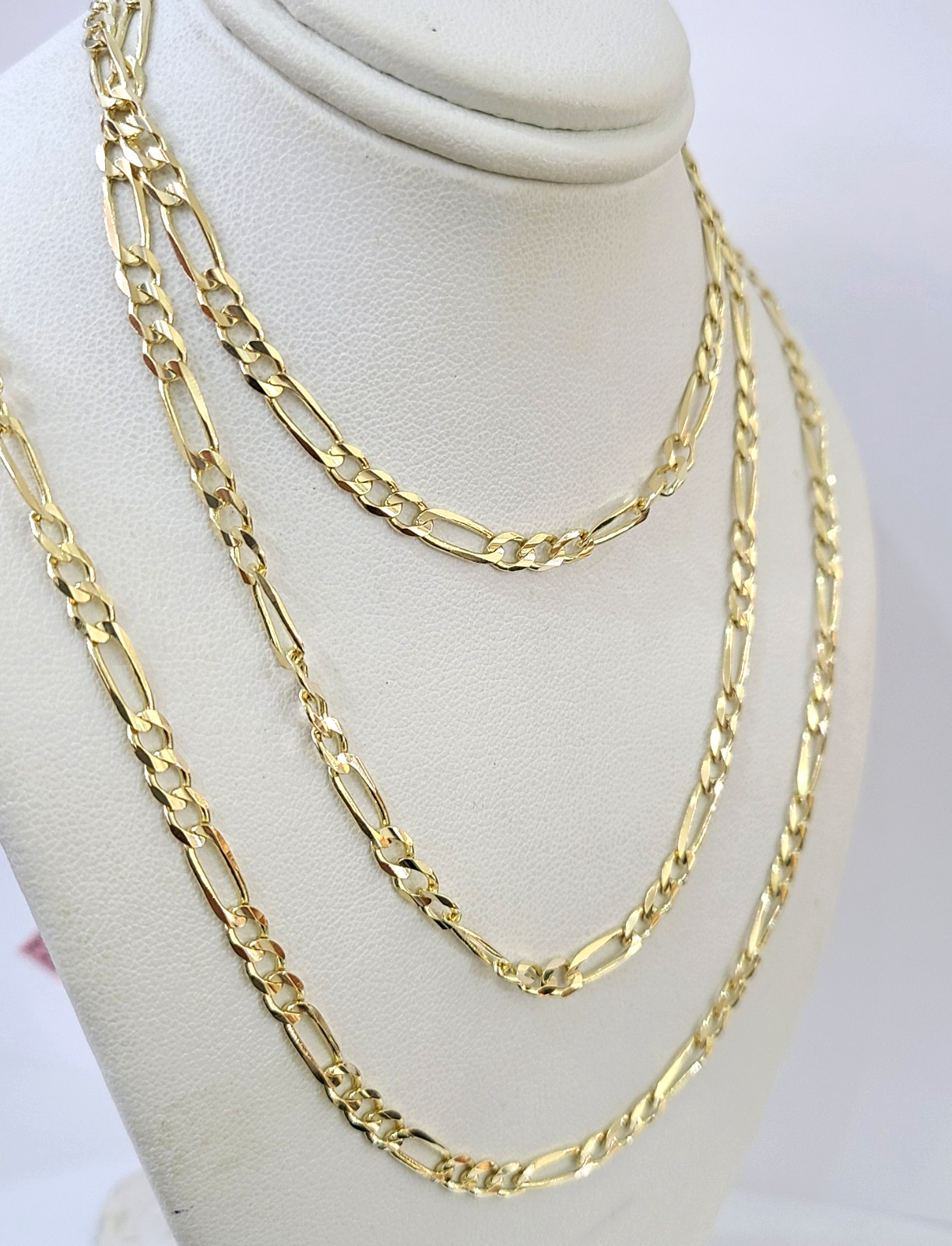 Real 14k Solid Gold Chain Figaro Link Necklace 4mm 18"-28" Men Women 14kt