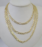 10K Figaro Link Chain Necklace Yellow Gold 6.5mm 20" 22" 24" 26" 28" 30" 10kt