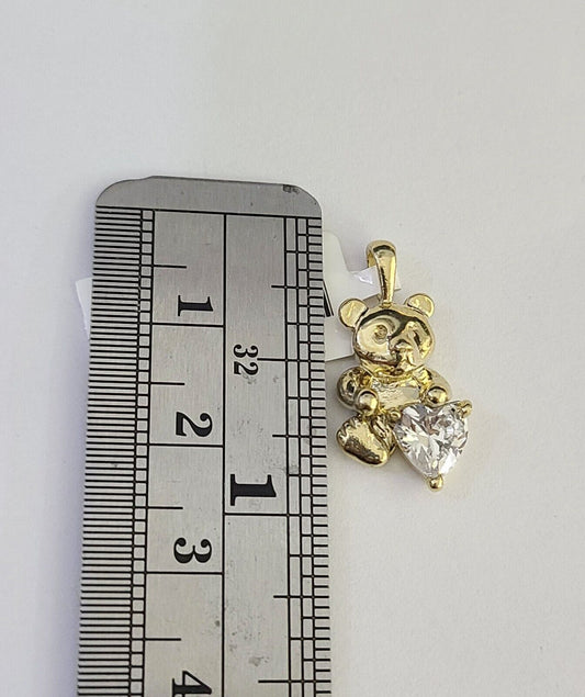 10K Real Yellow Gold TEDDY BEAR Charm Pendant Gold 10kt Genuine