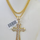 10K Gold Franco Chain Jesus Cross Charm Pendant 20-26 inches 2.5mm REAL Yellow