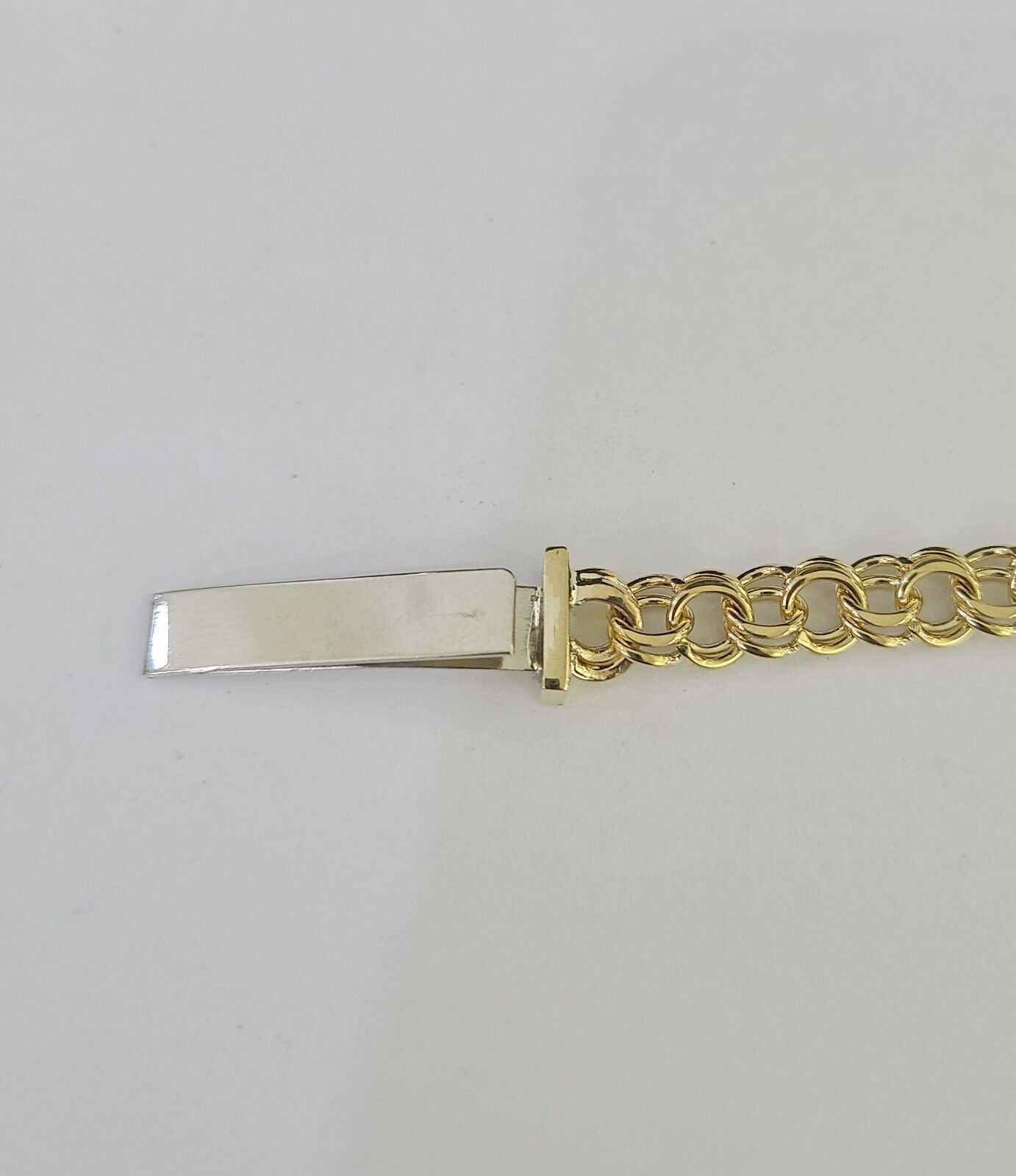 10k Chino ID Bracelet Yellow Gold Box Lock Real 10kt 6"