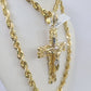 Real 10k Solid Rope Chain Nugget Cross Charm Set 6mm 20"-30" Inch Necklace Gold