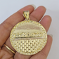 10k Gold Chain Last Supper Nugget Pendant Cuban Curb Link 5mm 18"-28" Inch SET