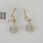 10k Diamond Cushion Earrings Ladies Drop Yellow gold Real Screw-Back studs