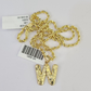 10k Gold Initial W Charm Rope Chain 16"-26" 2.5mm SET Necklace Alphabet Pendant