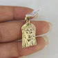 10K Solid Franco Chain Jesus Head Pendant Charm Necklace 18"-24" 1mm Gold