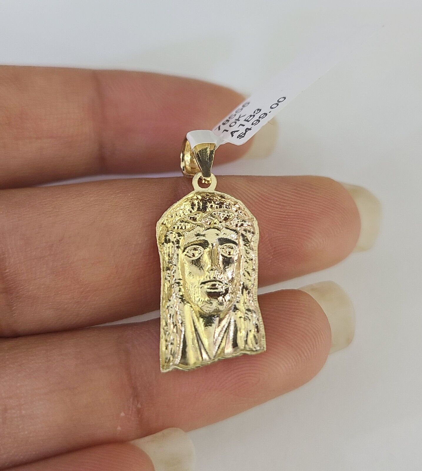 10K Solid Franco Chain Jesus Head Pendant Charm Necklace 18"-24" 1mm Gold