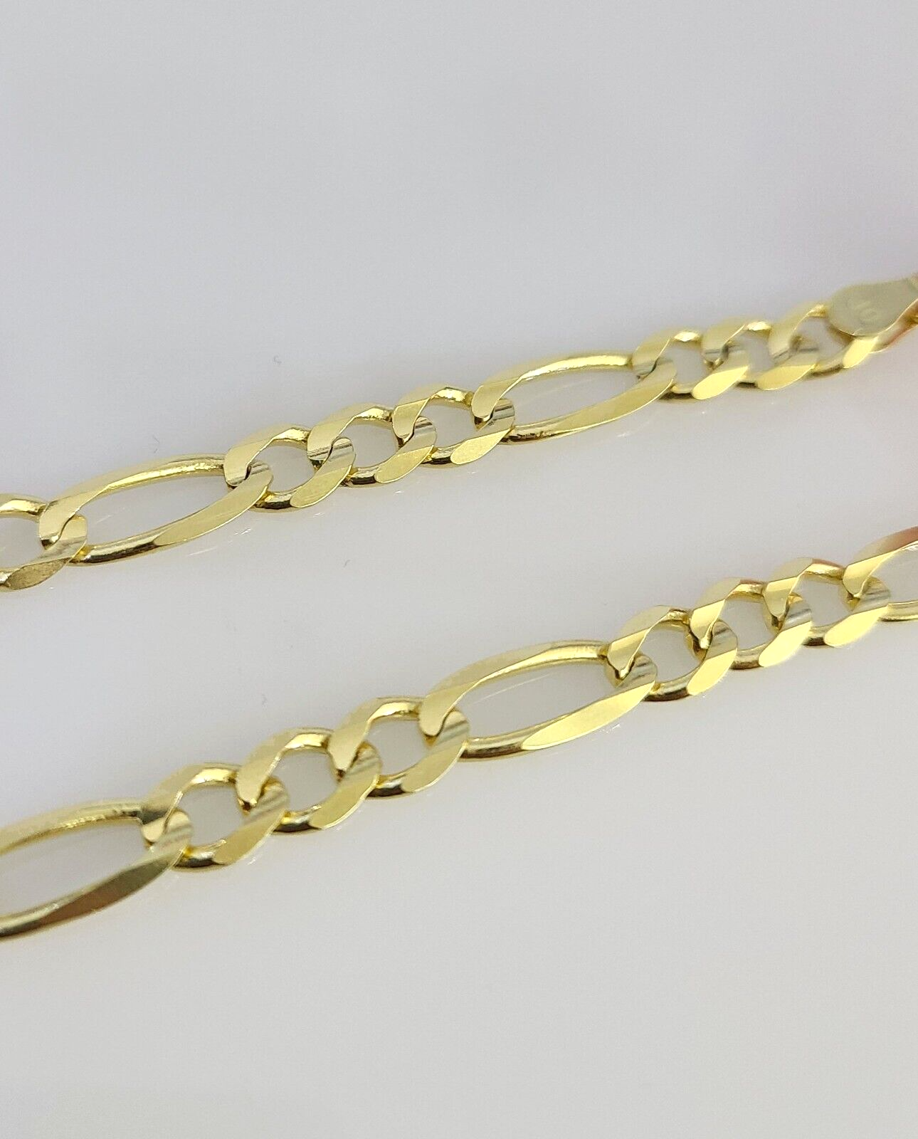 Real 14k Yellow Gold Figaro link Bracelet 5mm 7.5" Inch Mens Womens Genuine