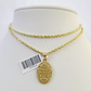 10k Solid Rope Chain Crown Pendant Charm Necklace 18-24" SET 2mm